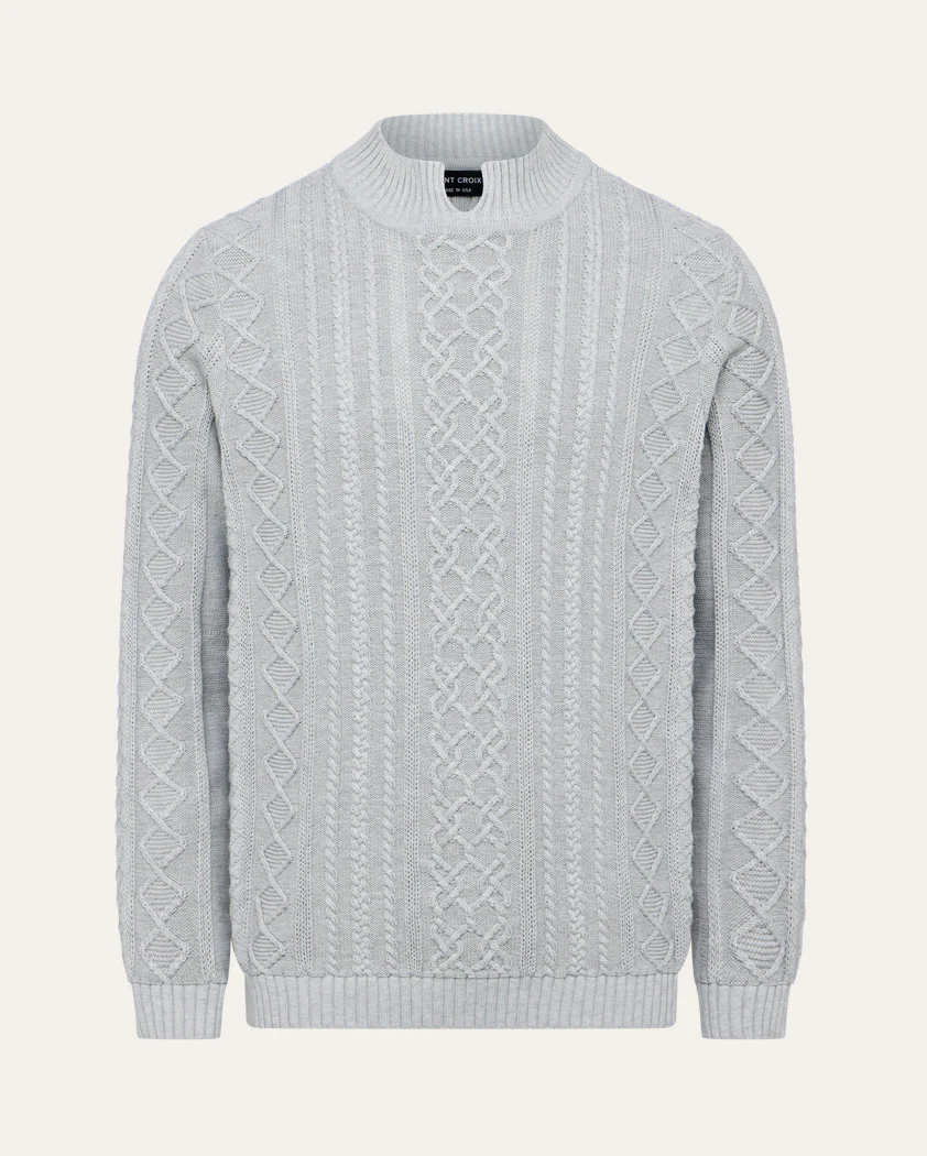 Aran-Style Cable Knit Cotton Sweater - Image 10