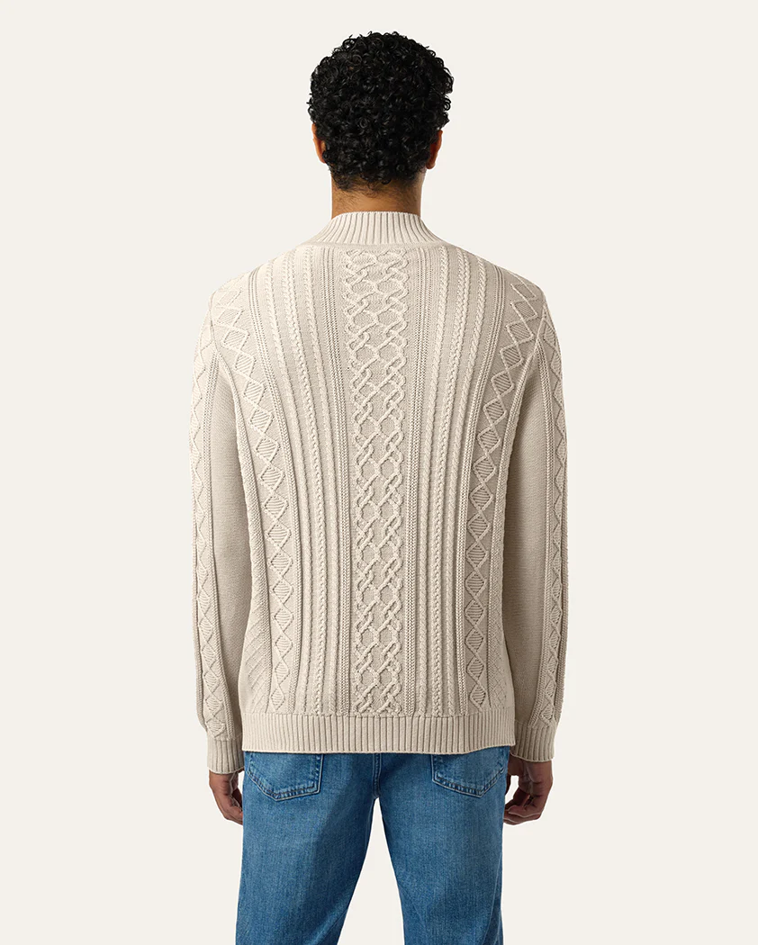 Aran-Style Cable Knit Cotton Sweater - Image 7