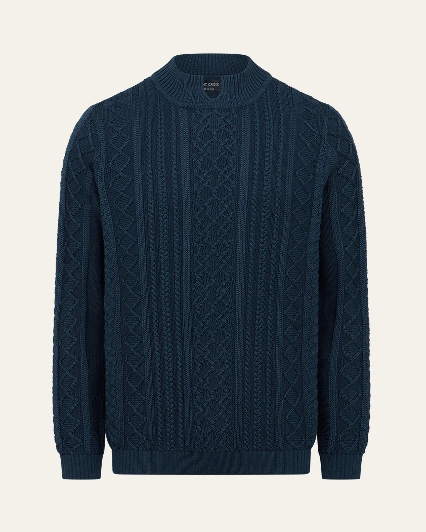 Aran-Style Cable Knit Cotton Sweater - Image 8