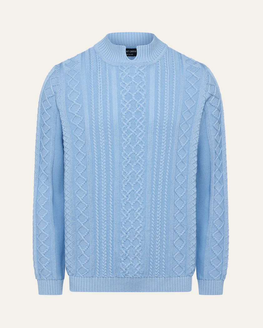 Aran-Style Cable Knit Cotton Sweater - Image 9
