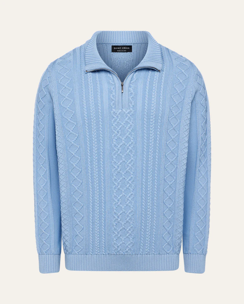 Cable Knit Cotton Quarter-Zip Sweater - Image 10