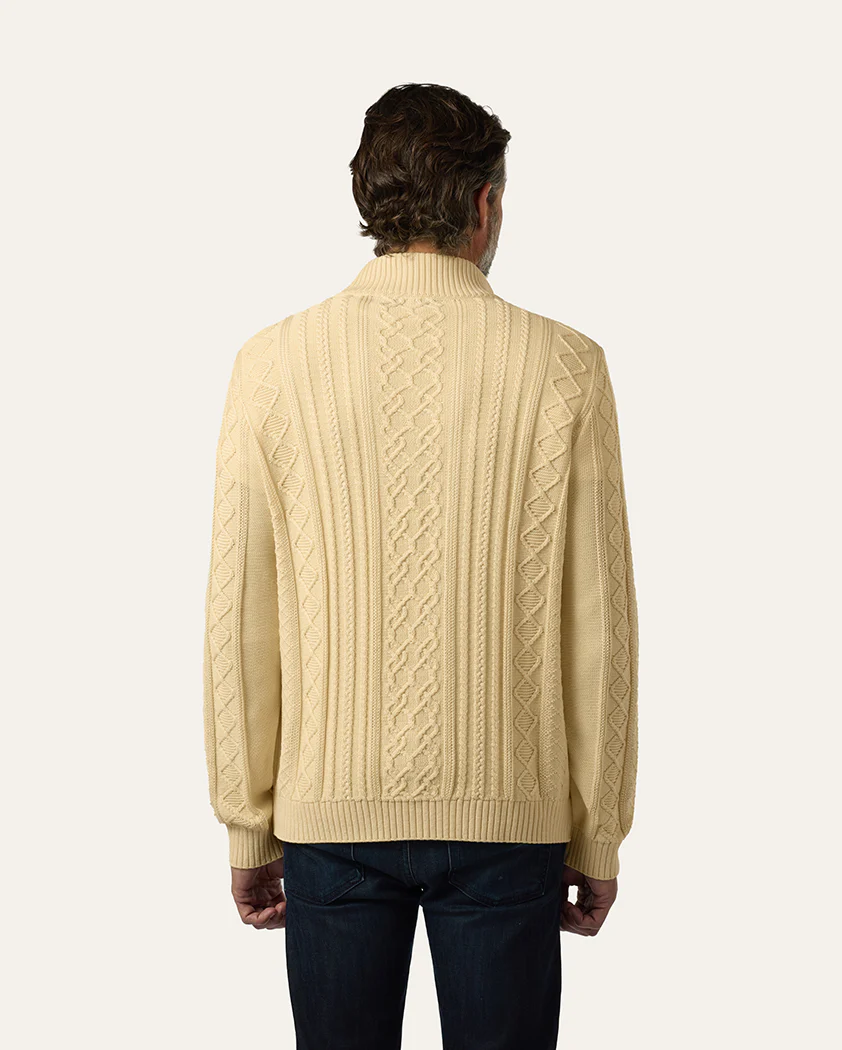Cable Knit Cotton Quarter-Zip Sweater - Image 7