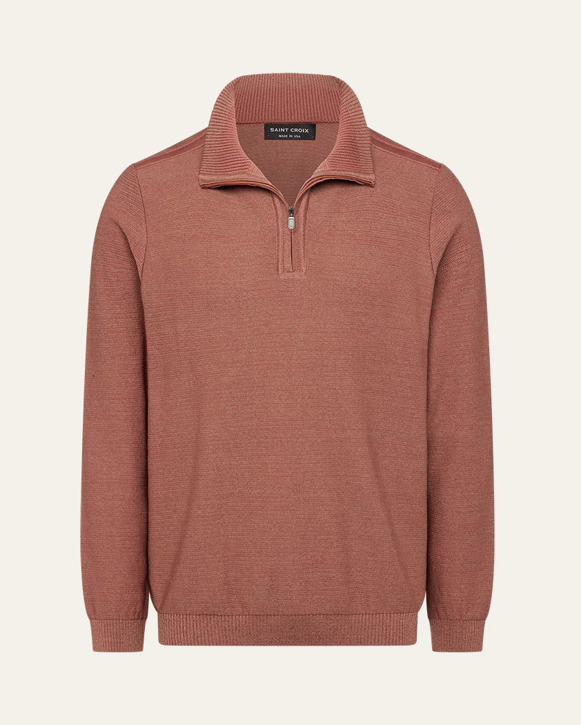 Chromatic Twist Jersey Knit Cotton Quarter-Zip Sweater - Image 10