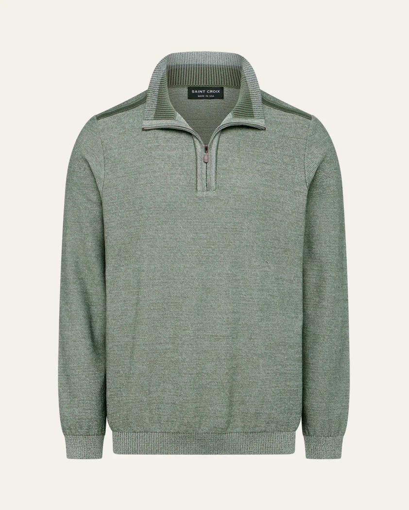 Chromatic Twist Jersey Knit Cotton Quarter-Zip Sweater - Image 11