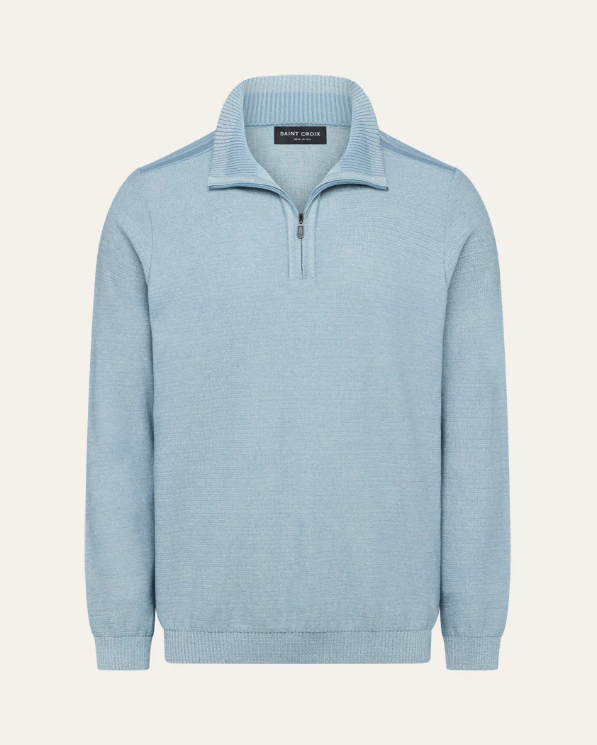 Chromatic Twist Jersey Knit Cotton Quarter-Zip Sweater - Image 12