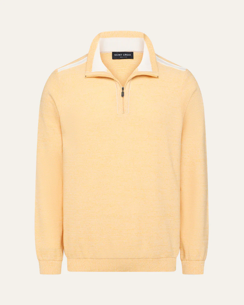 Chromatic Twist Jersey Knit Cotton Quarter-Zip Sweater - Image 13