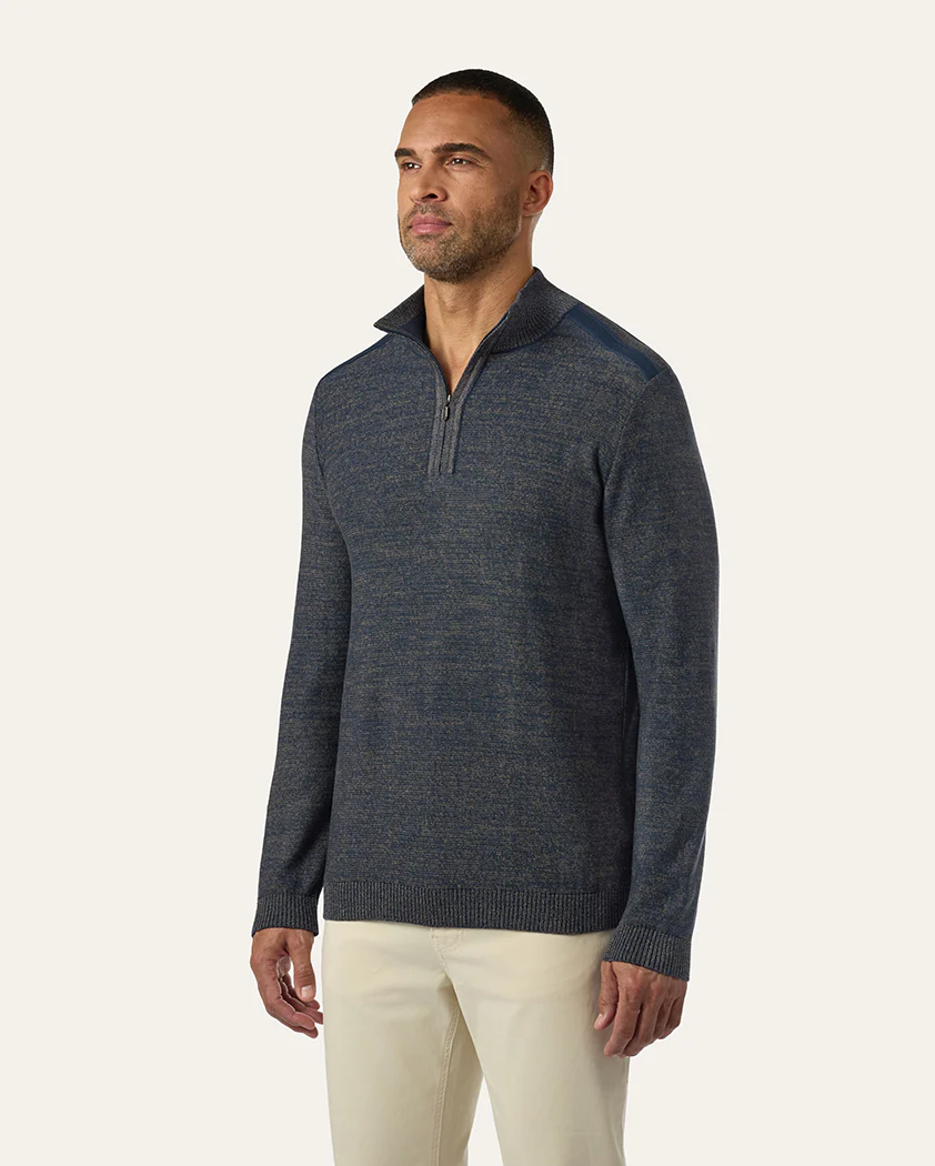 Chromatic Twist Jersey Knit Cotton Quarter-Zip Sweater - Image 4