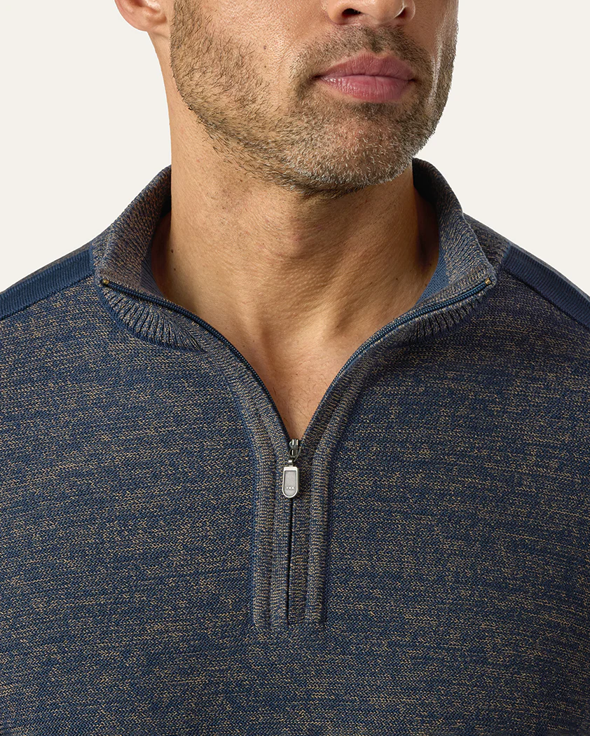 Chromatic Twist Jersey Knit Cotton Quarter-Zip Sweater - Image 5