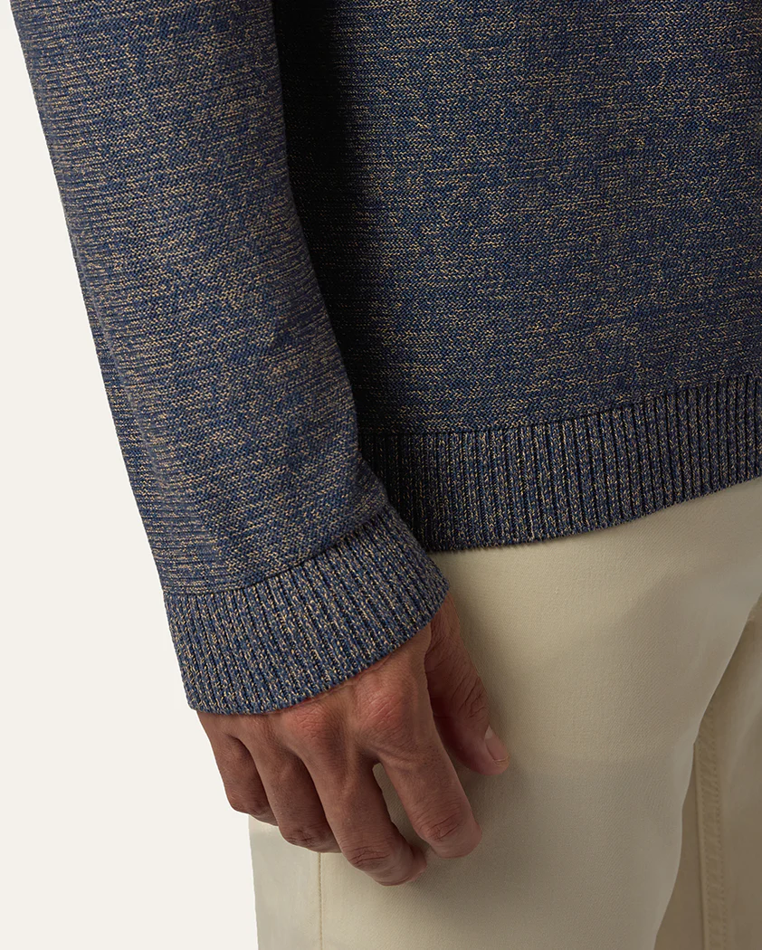 Chromatic Twist Jersey Knit Cotton Quarter-Zip Sweater - Image 6