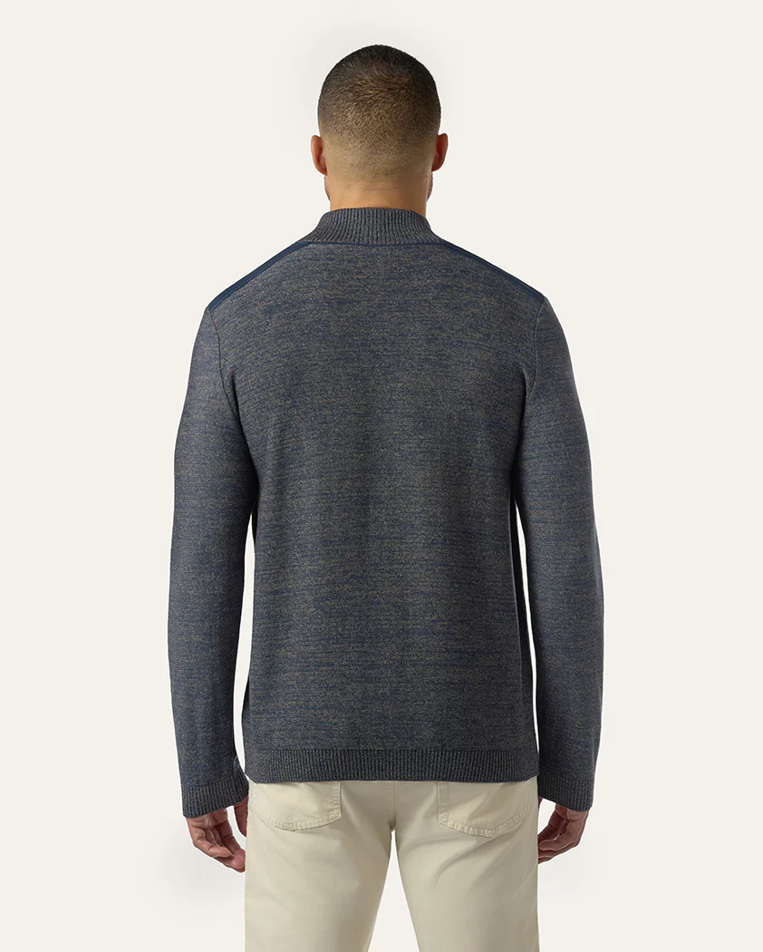 Chromatic Twist Jersey Knit Cotton Quarter-Zip Sweater - Image 7