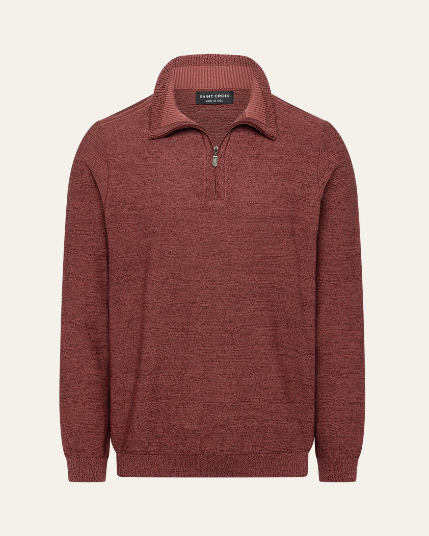 Chromatic Twist Jersey Knit Cotton Quarter-Zip Sweater - Image 8