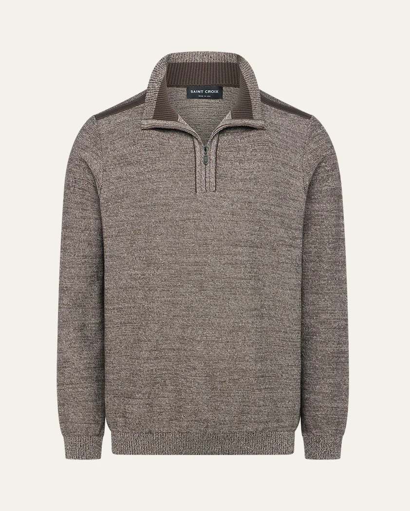 Chromatic Twist Jersey Knit Cotton Quarter-Zip Sweater - Image 9