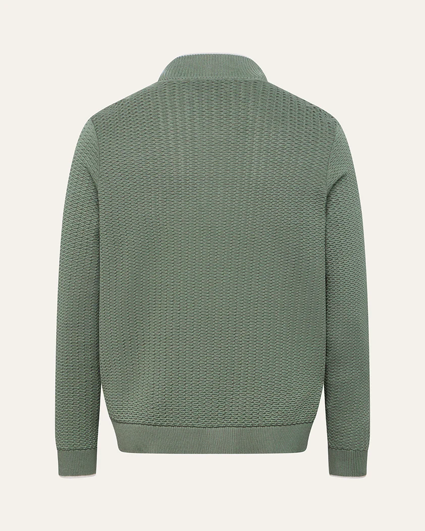 Cloqué Knit Cotton Quarter-Zip Sweater - Image 2