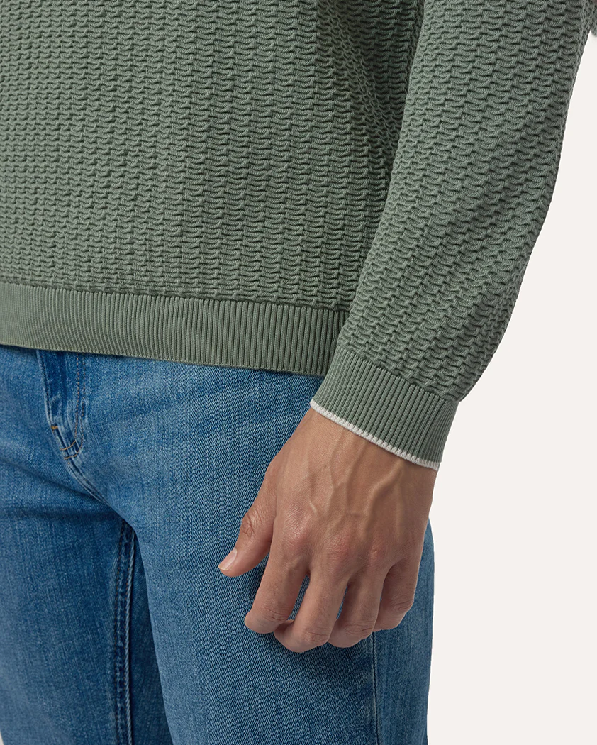 Cloqué Knit Cotton Quarter-Zip Sweater - Image 7