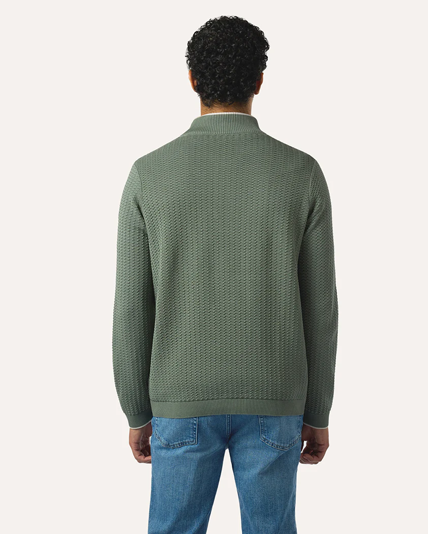 Cloqué Knit Cotton Quarter-Zip Sweater - Image 8