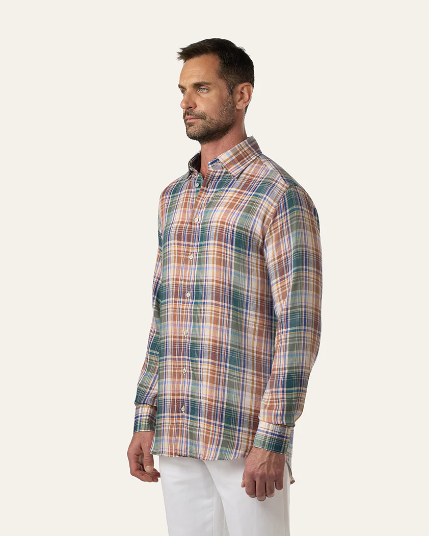 Coastal Plaid Linen Shirt - Image 4