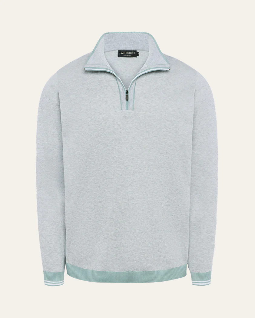 Color-Block Jacquard Cotton Quarter-Zip Sweater - Image 9