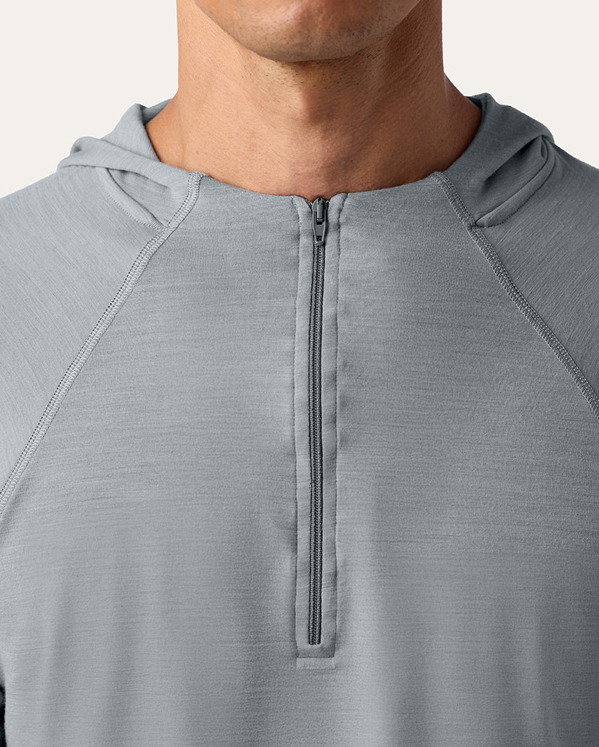 Fine Jersey Knit Performance Wool Quarter-Zip Hoodie - Image 5