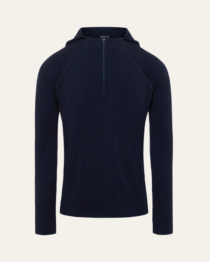 Fine Jersey Knit Performance Wool Quarter-Zip Hoodie - Image 7