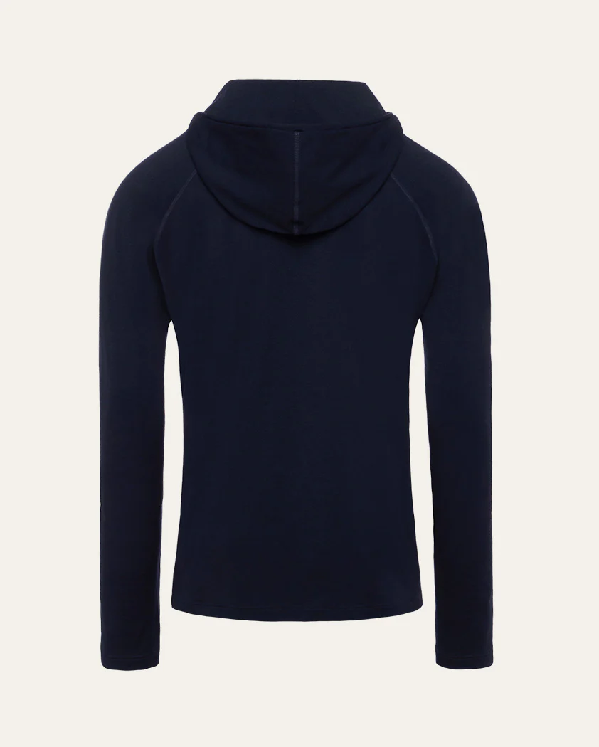 Fine Jersey Knit Performance Wool Quarter-Zip Hoodie - Image 8