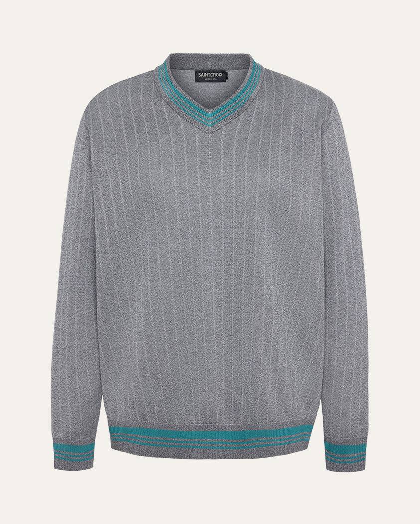 Jacquard Wool V-Neck Sweater - Image 10