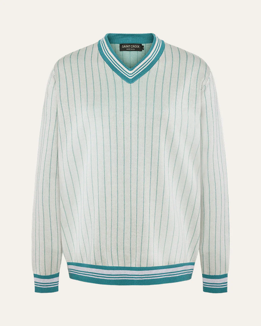 Jacquard Wool V-Neck Sweater - Image 11