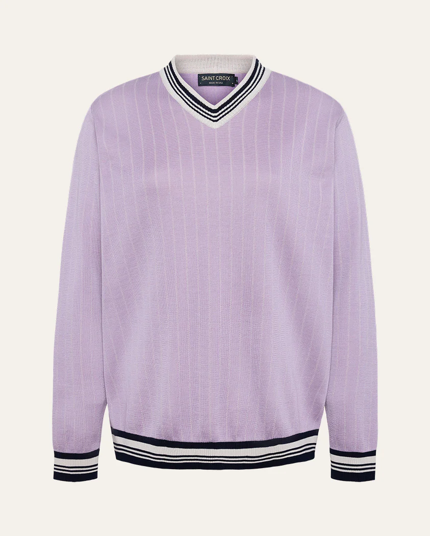 Jacquard Wool V-Neck Sweater - Image 12