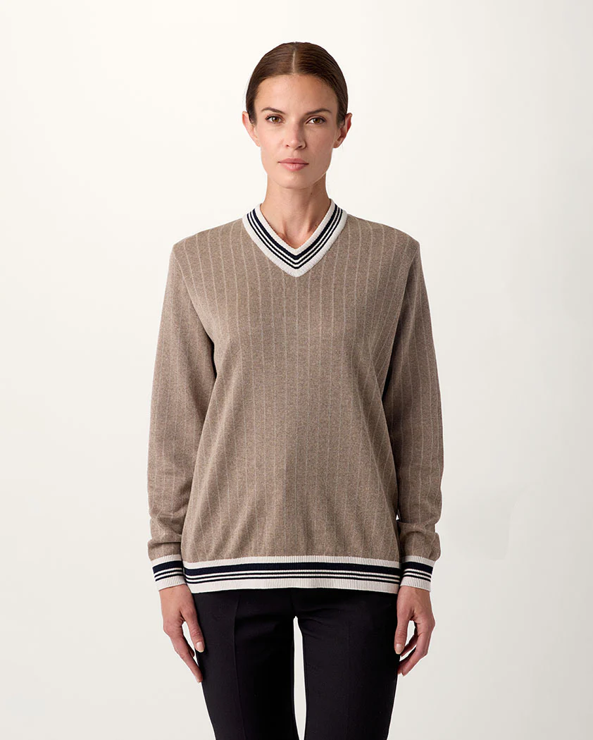 Jacquard Wool V-Neck Sweater - Image 3