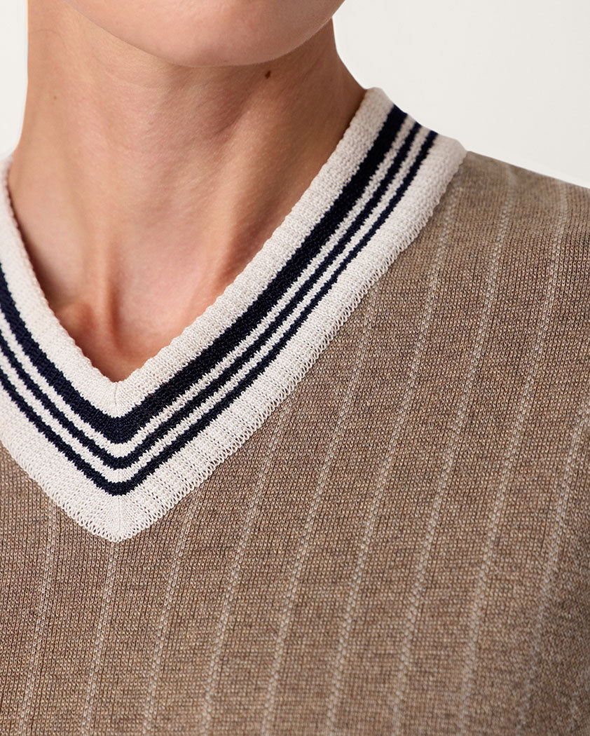 Jacquard Wool V-Neck Sweater - Image 5