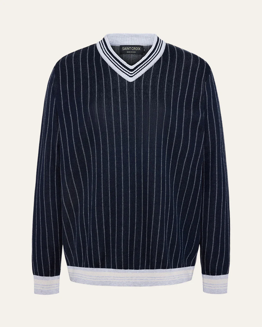 Jacquard Wool V-Neck Sweater - Image 8