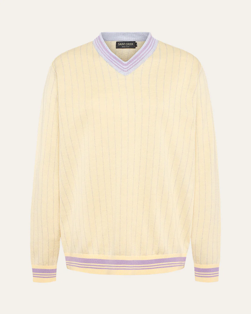 Jacquard Wool V-Neck Sweater - Image 9