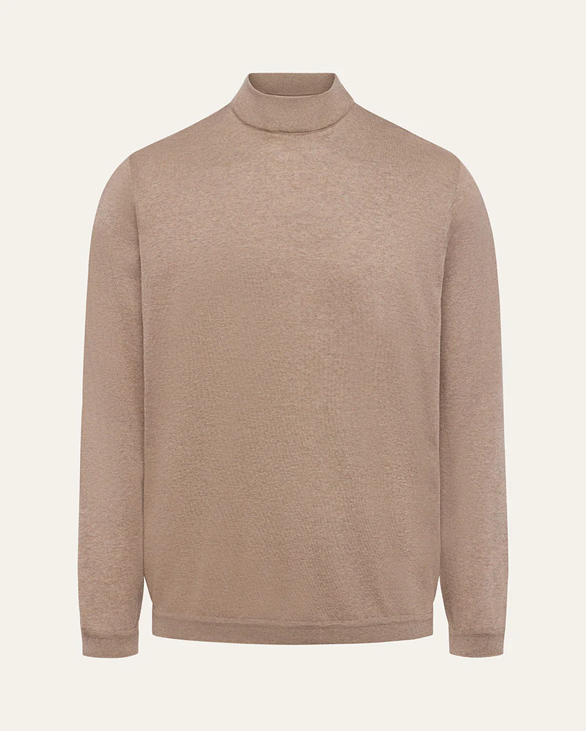 Jersey Knit Cotton Mock Turtleneck