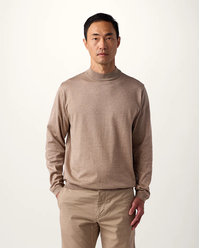Jersey Knit Cotton Mock Turtleneck - Image 3