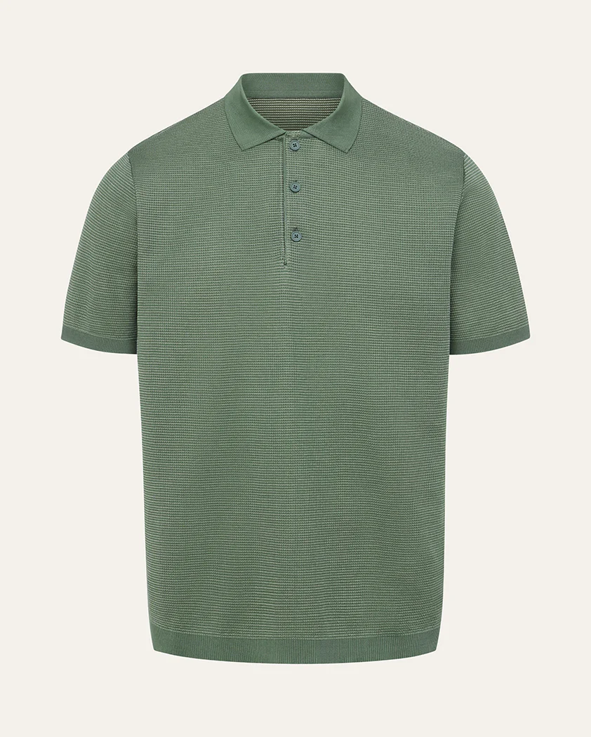 Two-Toned Mesh Interlock Cotton Polo - Image 10