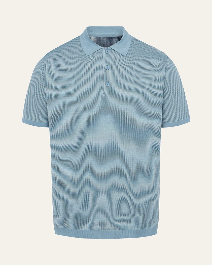 Two-Toned Mesh Interlock Cotton Polo - Image 12