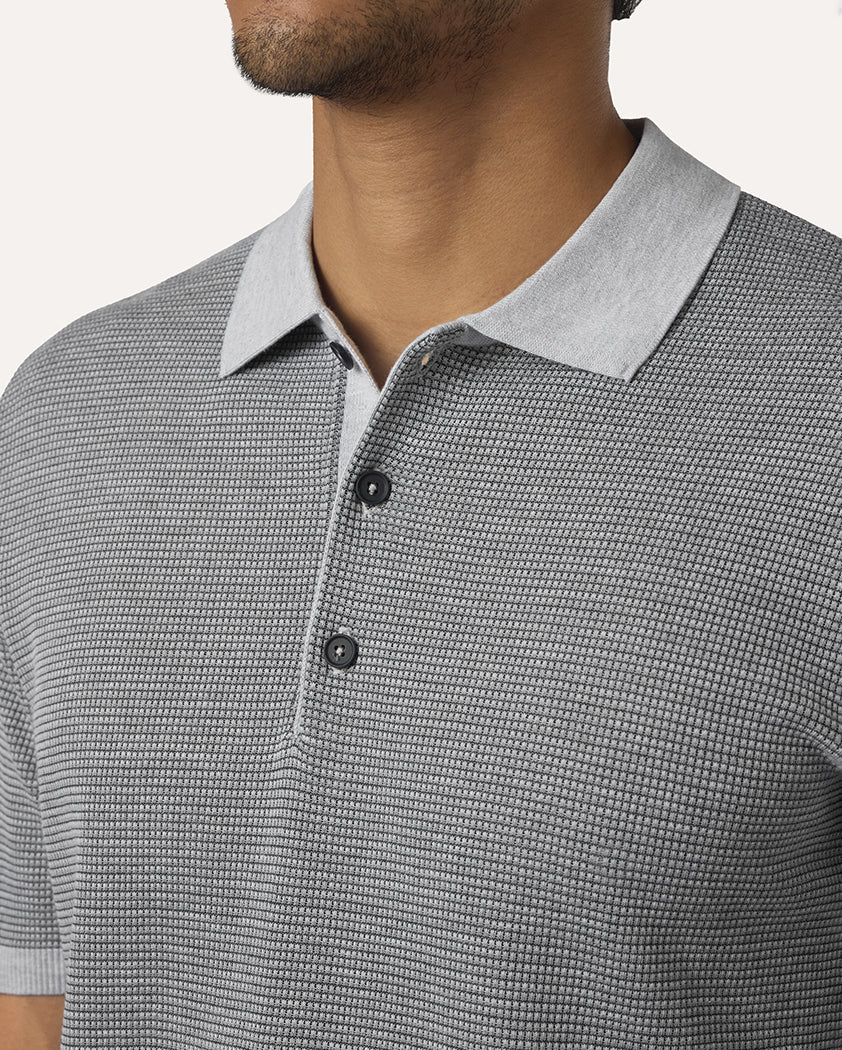 Two-Toned Mesh Interlock Cotton Polo - Image 5