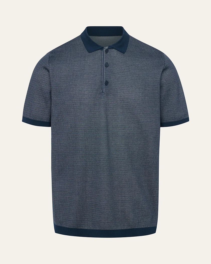Two-Toned Mesh Interlock Cotton Polo - Image 8