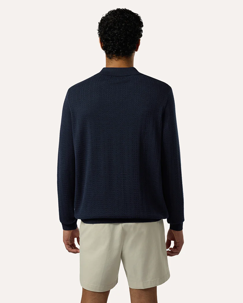 Micro-Cable Jersey Knit Wool Polo - Image 6