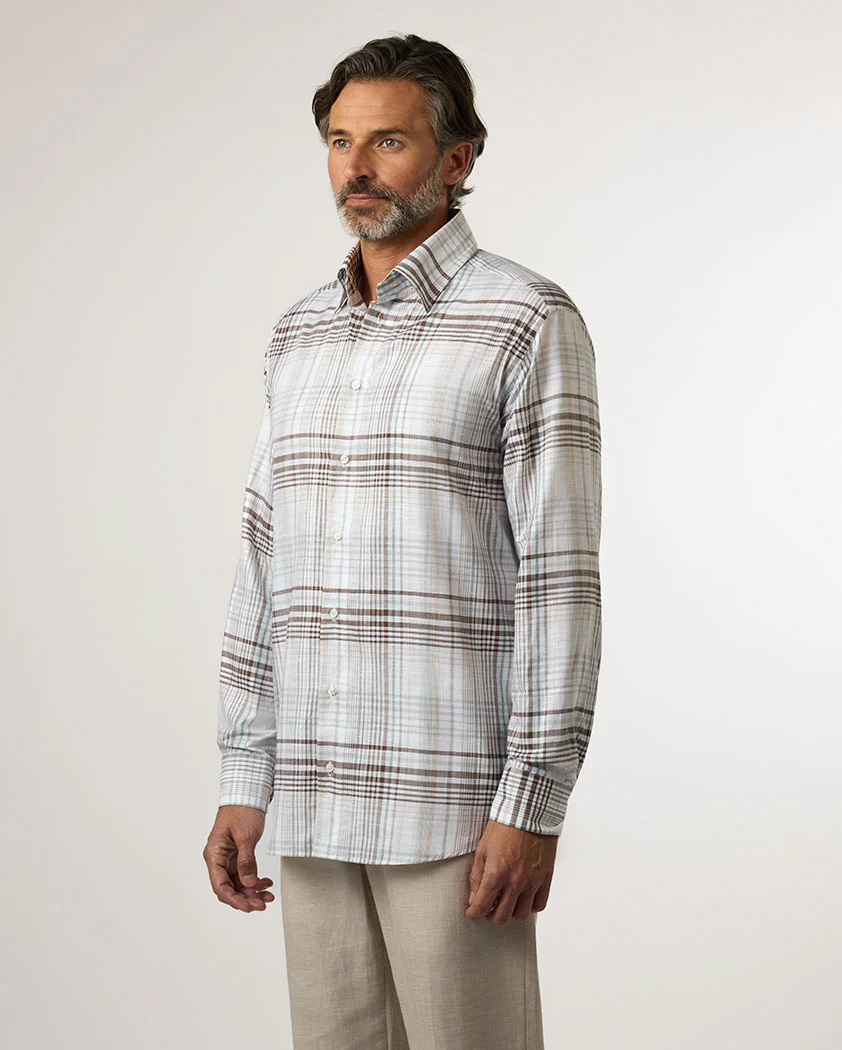 Natural Plaid Linen Shirt - Image 4