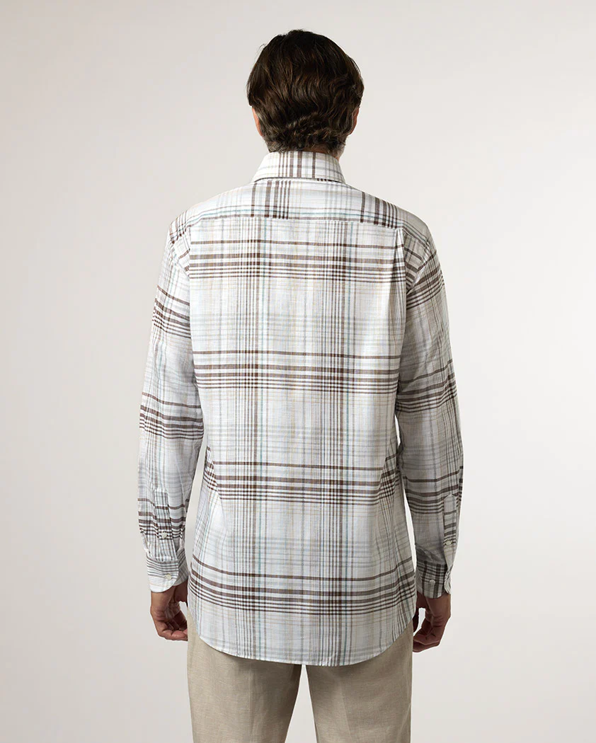 Natural Plaid Linen Shirt - Image 5