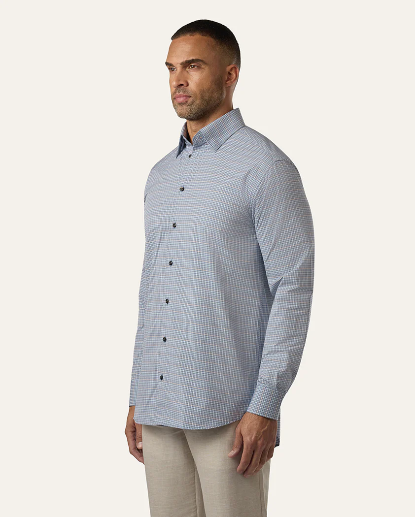 Navy Check Cotton Shirt - Image 3