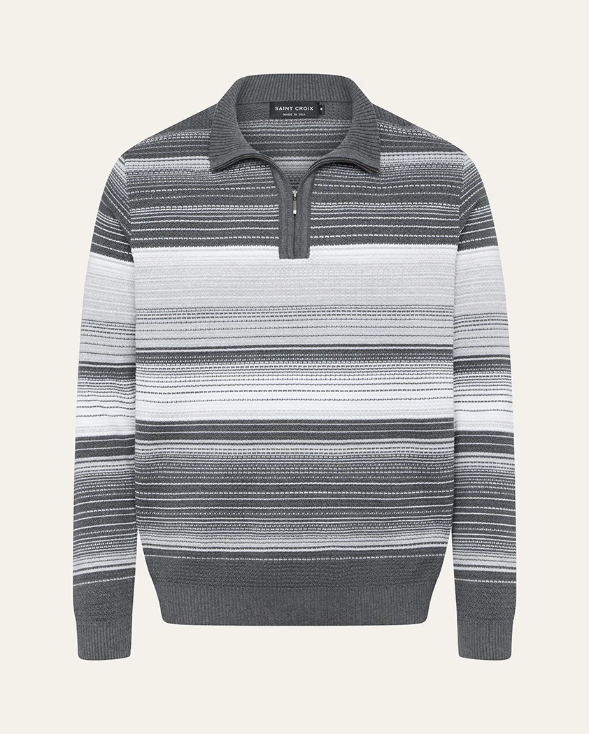 Ombré Jacquard Cotton Quarter-Zip Sweater - Image 10