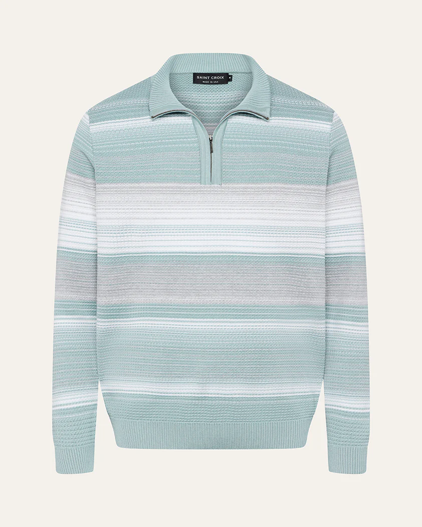 Ombré Jacquard Cotton Quarter-Zip Sweater - Image 11