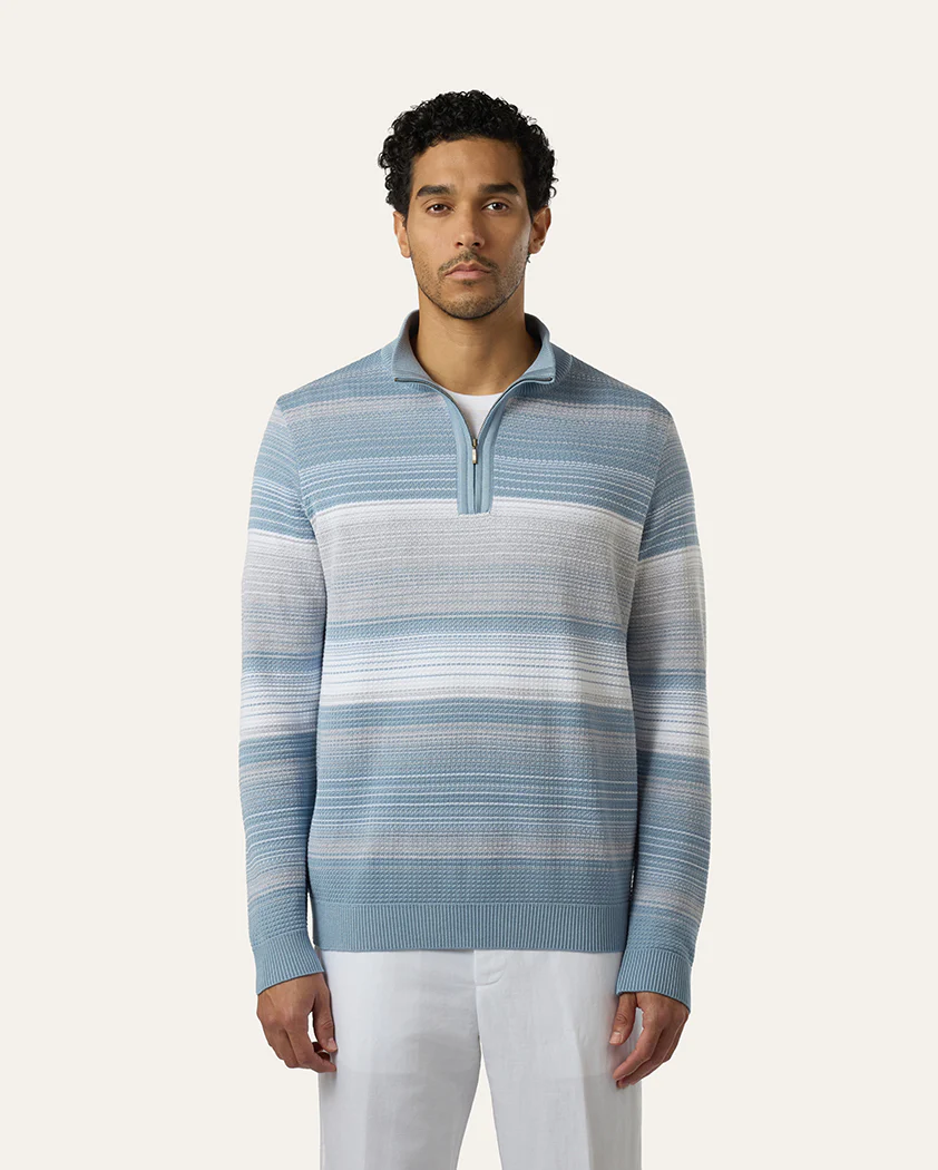 Ombré Jacquard Cotton Quarter-Zip Sweater - Image 3