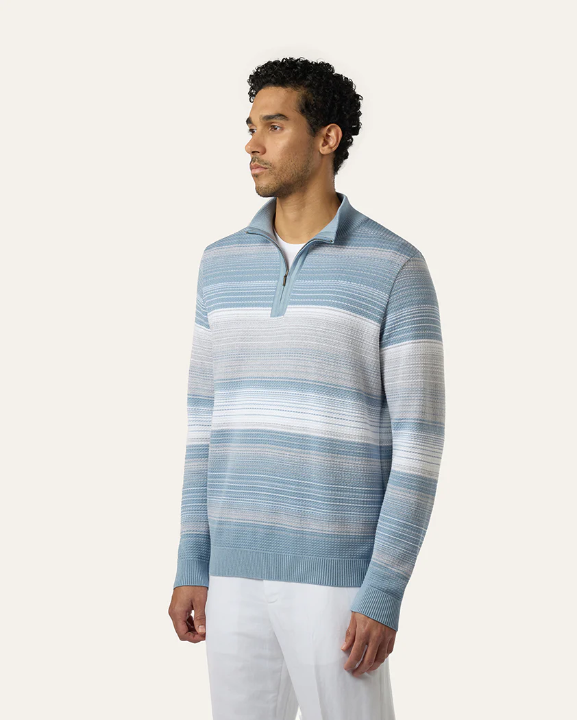 Ombré Jacquard Cotton Quarter-Zip Sweater - Image 4