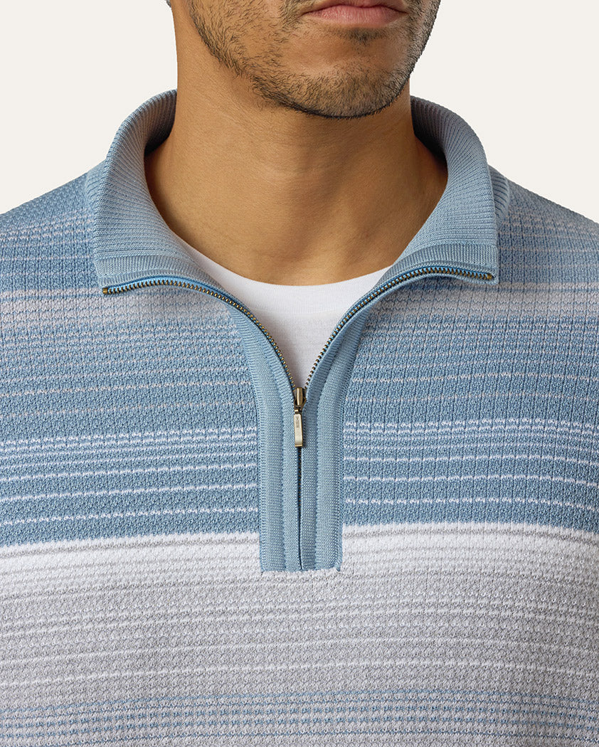 Ombré Jacquard Cotton Quarter-Zip Sweater - Image 5