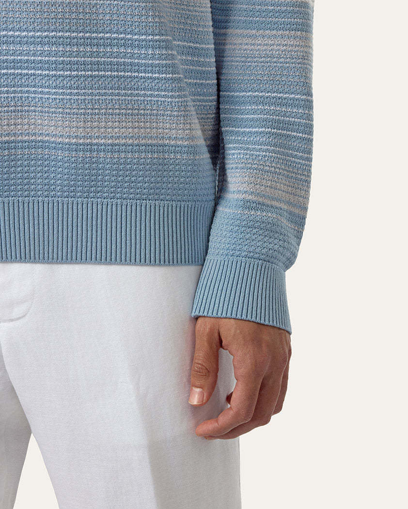 Ombré Jacquard Cotton Quarter-Zip Sweater - Image 6