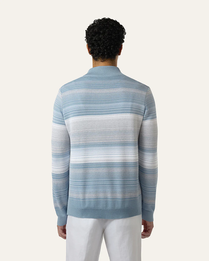 Ombré Jacquard Cotton Quarter-Zip Sweater - Image 7