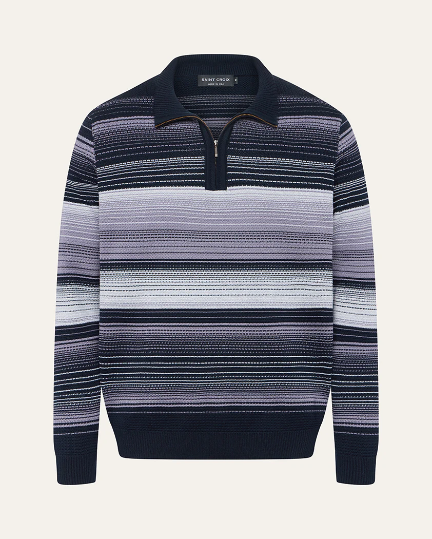 Ombré Jacquard Cotton Quarter-Zip Sweater - Image 8