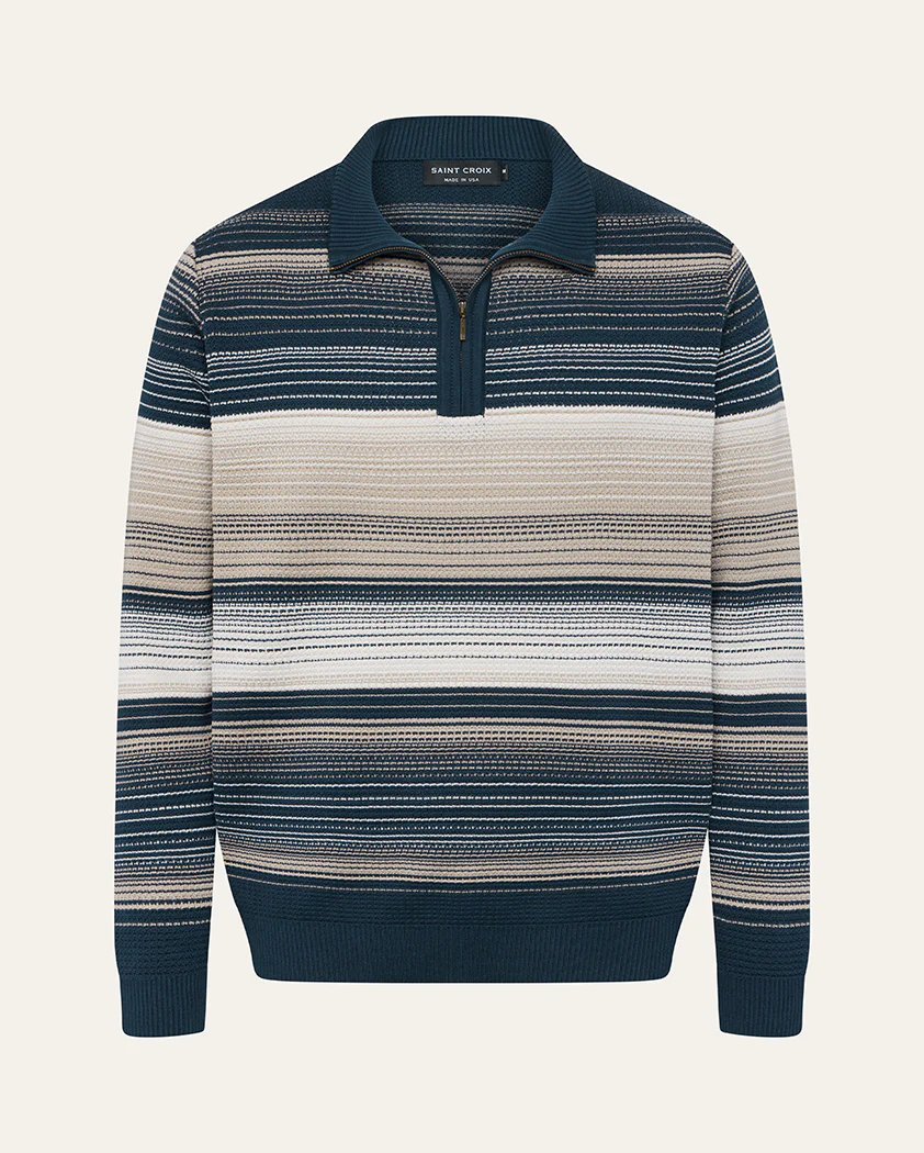 Ombré Jacquard Cotton Quarter-Zip Sweater - Image 9